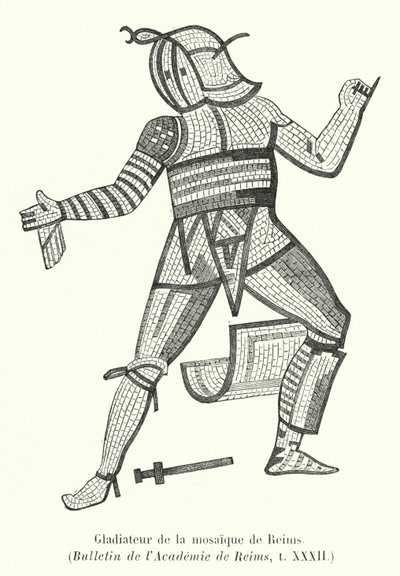 Gladiator van de mozaïek van Reims door French School
