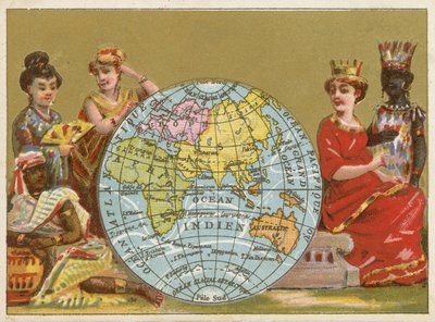 Globe - 19e-eeuwse Franse handelskaart door French School