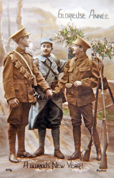 Glorieus Jaar - studio geposeerde WWI Franse ansichtkaart door French School