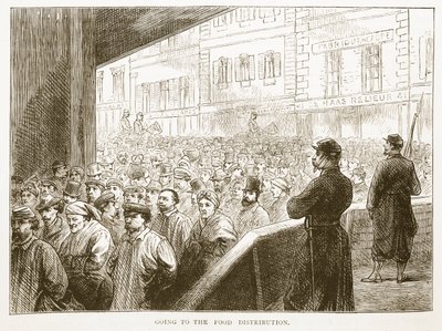 Op weg naar de voedseluitdeling, illustratie uit Cassells Geschiedenis van de Oorlog tussen Frankrijk en Duitsland, 1870-1871 door French School