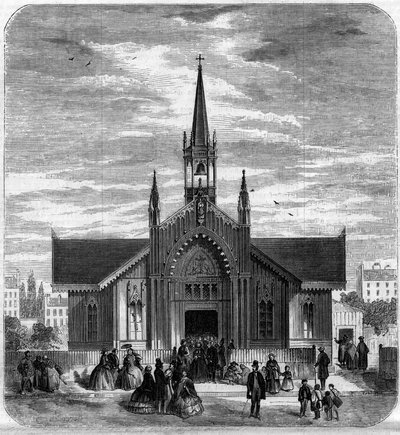 Gotische architectuur: uitzicht op de gevel van de kerk van Sainte Marie des Champs, Parijs door French School