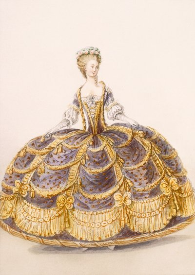 Jurk geschikt voor presentatie aan het hof, plaat uit Galeries des Modes et Costumes Francais, ca. 1778-87 door French School