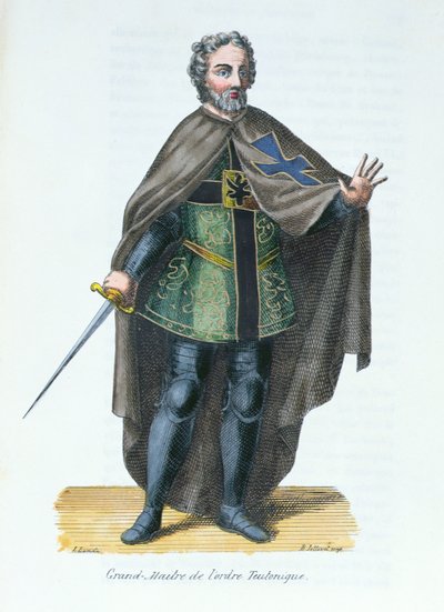 Grootmeester van de Teutoonse Orde, illustratie uit Histoire et Costumes des Ordres Monastiques door Pierre Helyot, 1842 door French School