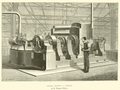Grote lichtmachine van M Thomas Edison door French School