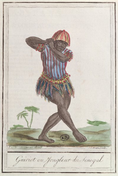 Griot of minstreel van Senegal, 1796 door French School