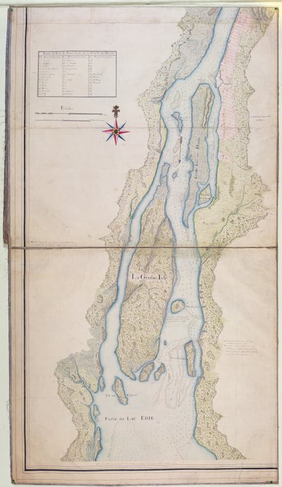 Grosse Isle en een deel van Lake Erie, 1796 door French School