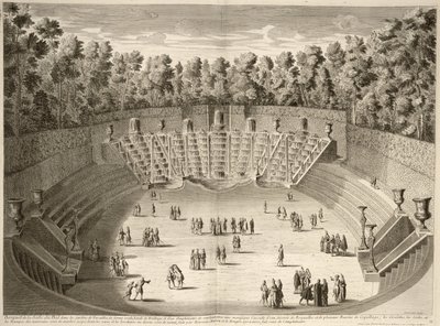 Bos van de Salle du Bal, Versailles, uit Les Plans, Profils et Elevations des Ville et Chateau de Versailles, gegraveerd door Lucas, gepubliceerd ca. 1715 door French School