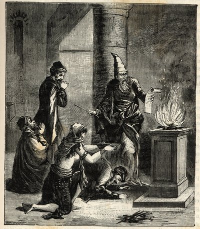 Guebres (of Zoroastrianen) - Vuuraanbidders - Gravure in 