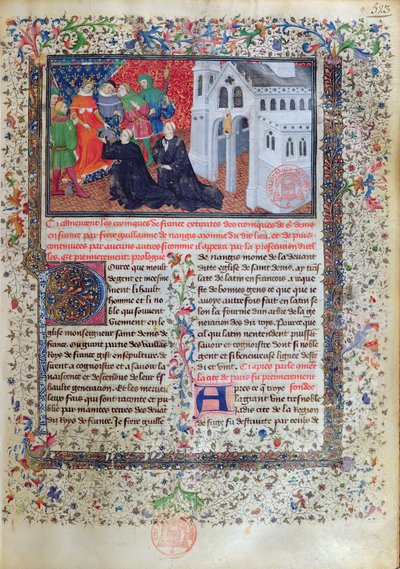 Guillaume de Nangis (gest. 130003) presenteert zijn boek aan Philippe IV (1268-1314) le Bel, Koning van Frankrijk van 1285-1314 door French School