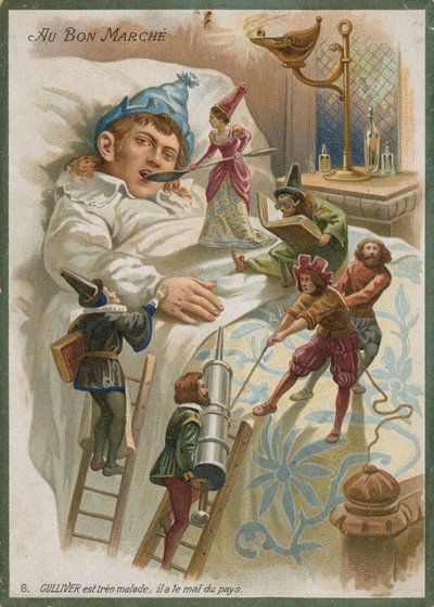 Gulliver ziek in Lilliput door French School