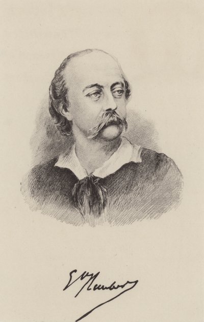 Gustave Flaubert, Franse romanschrijver (gravure) door French School