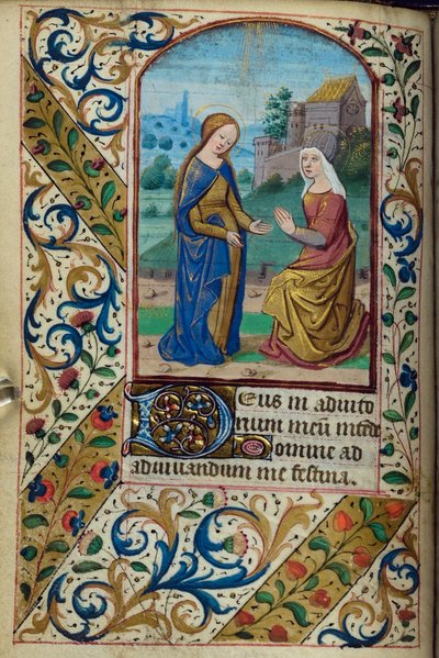H/L-3-3 fol. 46v De Visitatie, uit Getijdenboek, Gebruik van Parijs, midden 15e eeuw door French School