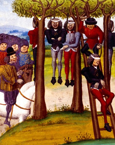 Ophanging van boeren in 1422, illustratie uit 