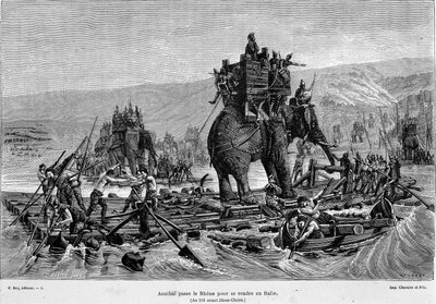 Hannibal steekt de Rhône over naar Italië (jaar 218 v.Chr.) - in 