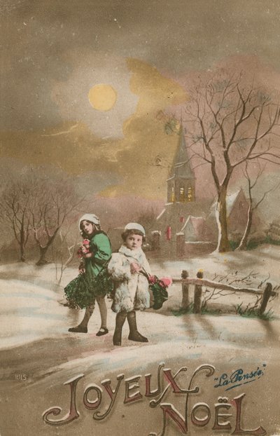 Vrolijk kerstfeest. Ansichtkaart verzonden in 1913. door French School