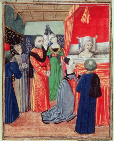 De dood van koningin Anne van Bohemen, vrouw van Richard II, veroorzaakt door de pest, uit Froissart
