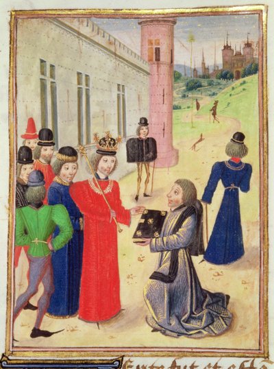 Froissart presenteert zijn boek aan Richard II, uit Froissart