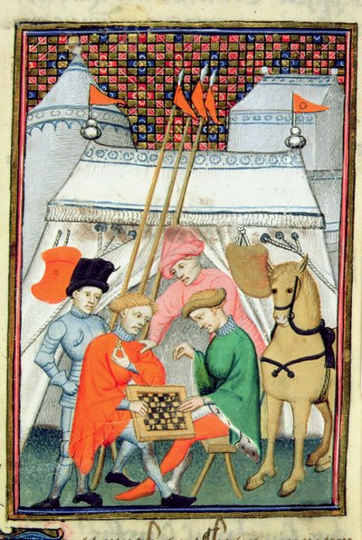Ulysses speelt schaak, Parijse kopie, ca. 1410-15 door French School