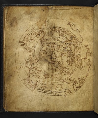 Diagram van de noordelijke en zuidelijke hemisferen, uit 