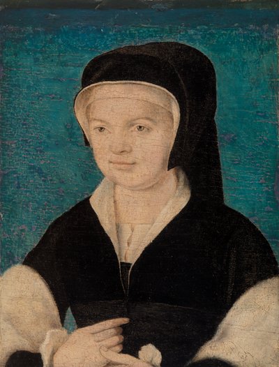 Hoofd van een Vrouw op Blauwe Achtergrond door French School