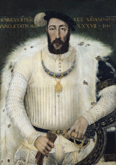 Henri II (1519-59), koning van Frankrijk, 1555 door French School