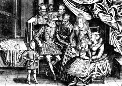 Henri IV (1553-1610) Koning van Frankrijk met zijn familie en zijn raadgevers door French School