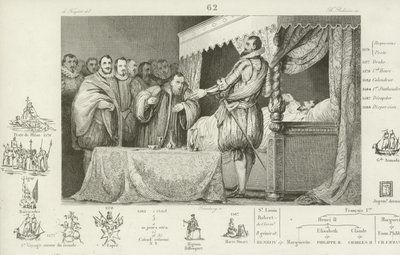 Hendrik III van Frankrijk op zijn sterfbed, 1589 door French School