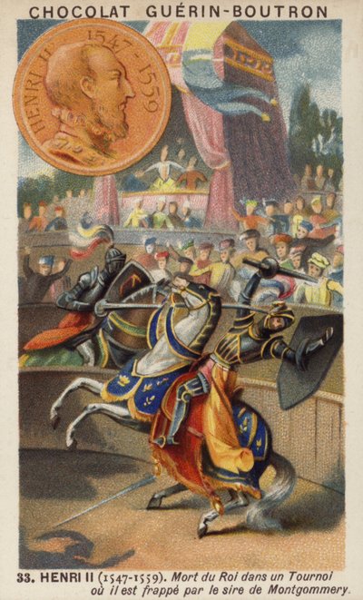 Hendrik II van Frankrijk gedood bij een toernooi door Gabriel Montgomery door French School