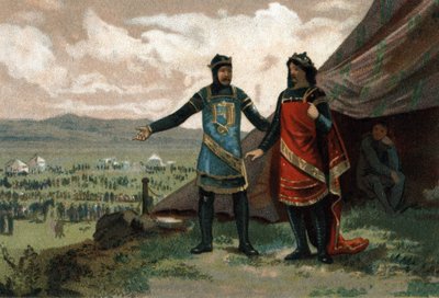 Hendrik I, koning van Frankrijk (1008-1060) ontving de hertog van Normandië Robert de Duivel (ook bekend als Le Magnifique) en voorzag hem van een leger om zijn koninkrijk terug te winnen. door French School
