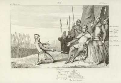 Hendrik I van Frankrijk vergeeft zijn broer, Robert le Vieux, 1031 door French School