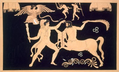 Hercules in gevecht met de centaur Chiron door French School
