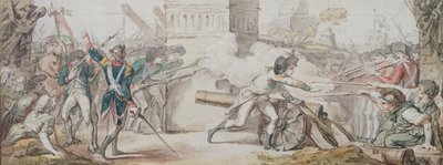 Heroïsche dood van Desilles in zijn poging om de strijd te stoppen tijdens de Muiterij van Nancy 31 augustus 1790 door French School