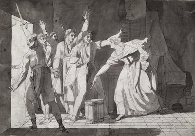 Heldhaftigheid van een vrouw tegenover Vendeaanse rovers die de controle over Saint-Mithier hadden verkregen, 1793 door French School