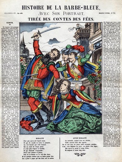 Geschiedenis van Blauwbaard, afbeelding van de ruggengraat 19e eeuw door French School