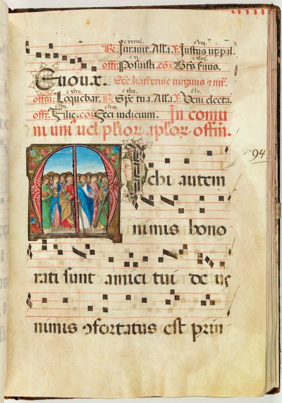 Heilige Apostelen, Graduale, f.94 (inkt, tempera & bladgoud op perkament) door French School
