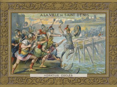 Horatius Cocles werpt zich in de rivier de Tiber, 6e eeuw v.Chr. door French School