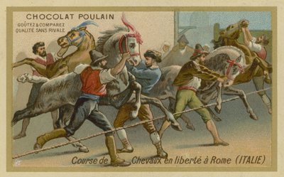 Paardenrennen in Rome door French School
