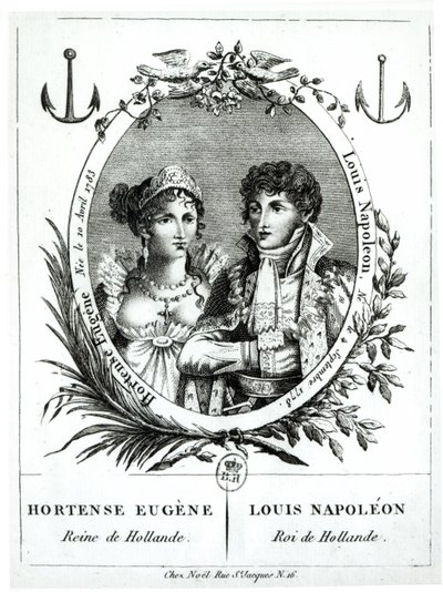 Hortense de Beauharnais (1783-1837) en Louis-Napoleon Bonaparte (1778-1846) door French School