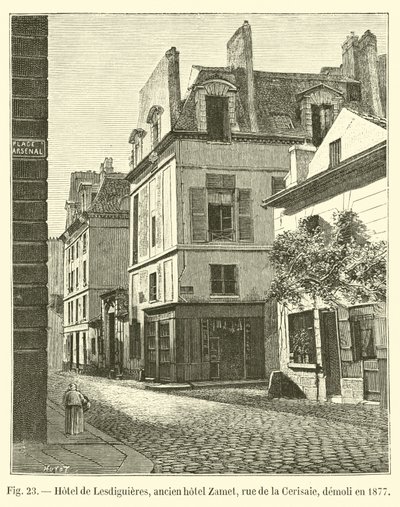 Hotel de Lesdiguières, oud hotel Zamet, rue de la Cerisaie, gesloopt in 1877 door French School