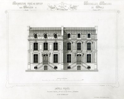 Hotels Prives, 10 & 12 Rue Balzac, Parijs, uit Architecture Privee au C19th door French School