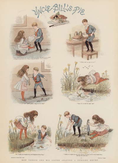 Hoe Teddie en zijn Zus een Kinderliedje Aanpasten (chromolitho) door French School