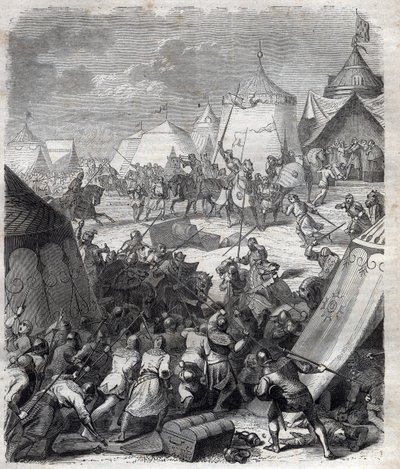 Honderdjarige Oorlog: Slag bij Poitiers (1356). Gravure in 