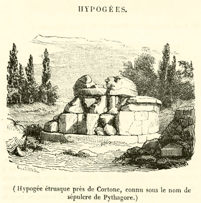 Etruskische hypogeum bij Cortona, bekend als het graf van Pythagoras door French School
