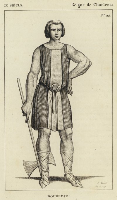 9e eeuw, Regeerperiode van Karel II, Beul (gravure) door French School
