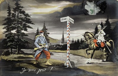 Ik ben klaar, ansichtkaart uit de Eerste Wereldoorlog, 1914 door French School