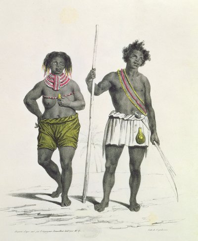 Afgodische zwarte uit het Koninkrijk Benguela, Angola, gegraveerd door Godefroy Engelmann (1788-1839) door French School