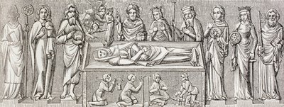 Illustratie naar het bas-reliëf op het graf van Elisabeth van Hongarije, uit 