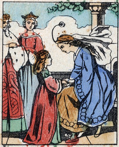 Illustratie voor "Riquet a la houppe", sprookje van Charles Perrault (1628-1703), Franse schrijver. Houtsnede van Imaging Pellerin - Epinal, z.d. Late 19e eeuw. door French School