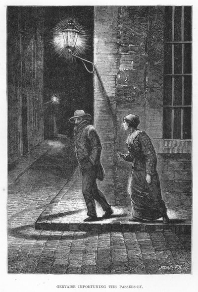 Illustratie voor De Assommoir, een realistische roman, door Emile Zola (gravure) door French School