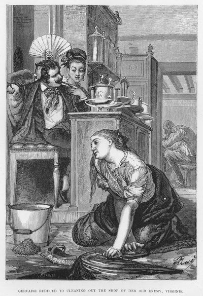 Illustratie voor De Assommoir, een realistische roman, door Emile Zola (gravure) door French School